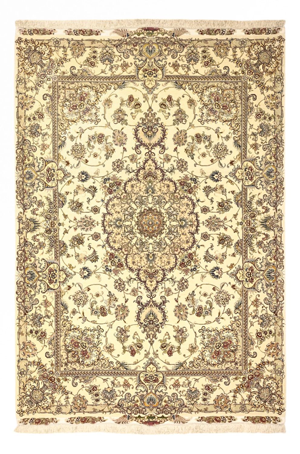 Persisk matta - Tabriz - Royal - Halsband i siden - 219 x 148 cm - beige