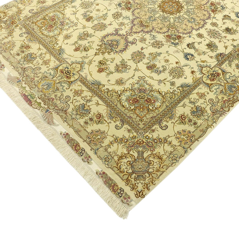 Persisk matta - Tabriz - Royal - Halsband i siden - 219 x 148 cm - beige