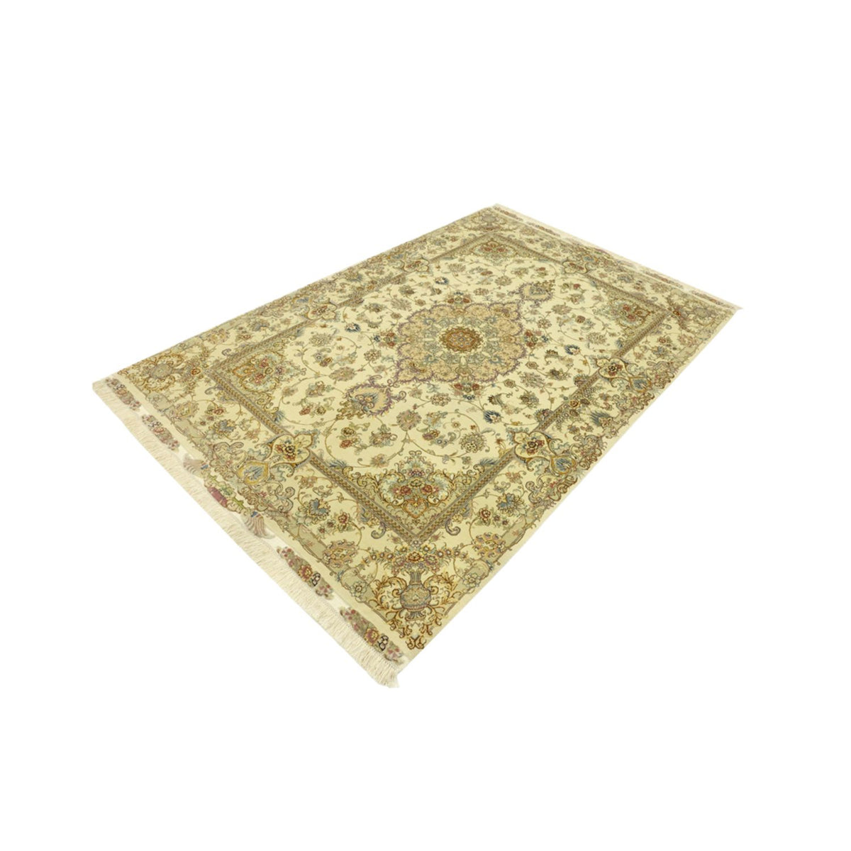 Persisk matta - Tabriz - Royal - Halsband i siden - 219 x 148 cm - beige