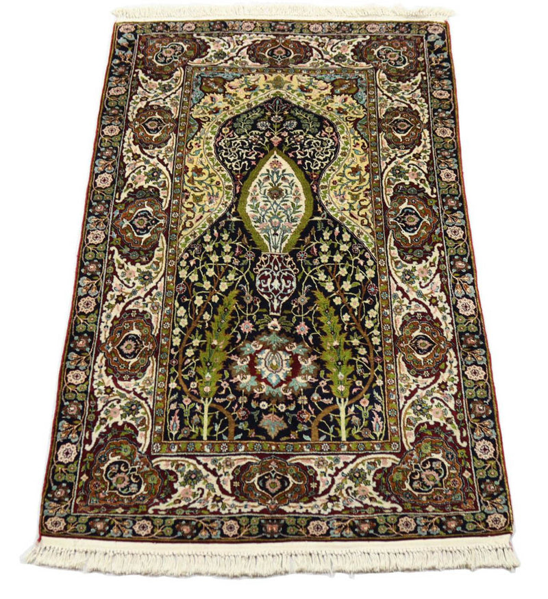 Sidenmatta - Kashmir Silk - 152 x 98 cm - svart