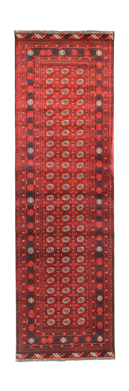 Runner Afghansk matta - Bukhara - 293 x 87 cm - mörkröd