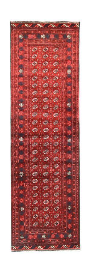 Runner Afghansk matta - Bukhara - 293 x 87 cm - mörkröd
