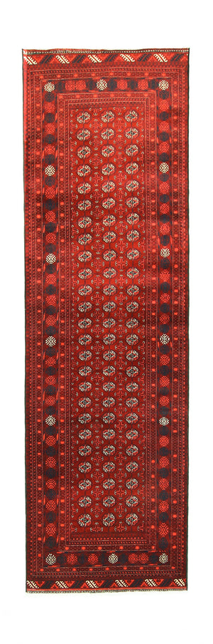 Runner Afghansk matta - Bukhara - 294 x 84 cm - mörkröd