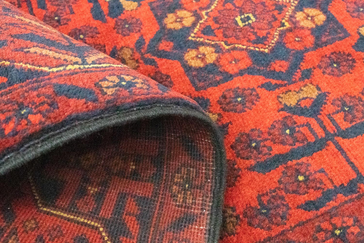 Runner Afghansk matta - Kunduz - 290 x 80 cm - mörkröd