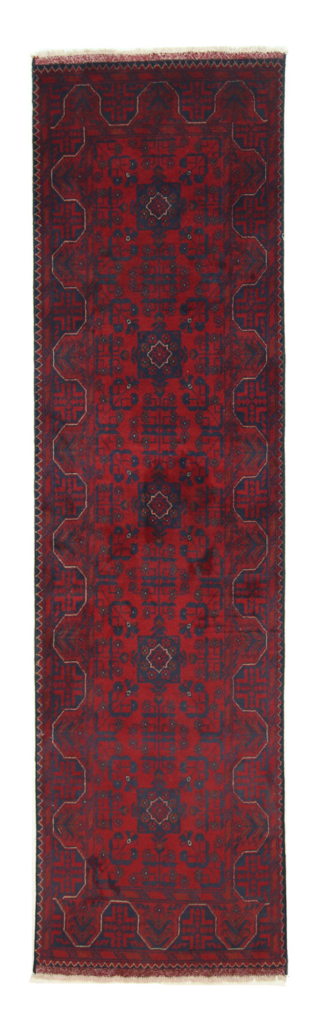 Runner Afghansk matta - Kunduz - 290 x 79 cm - mörkröd