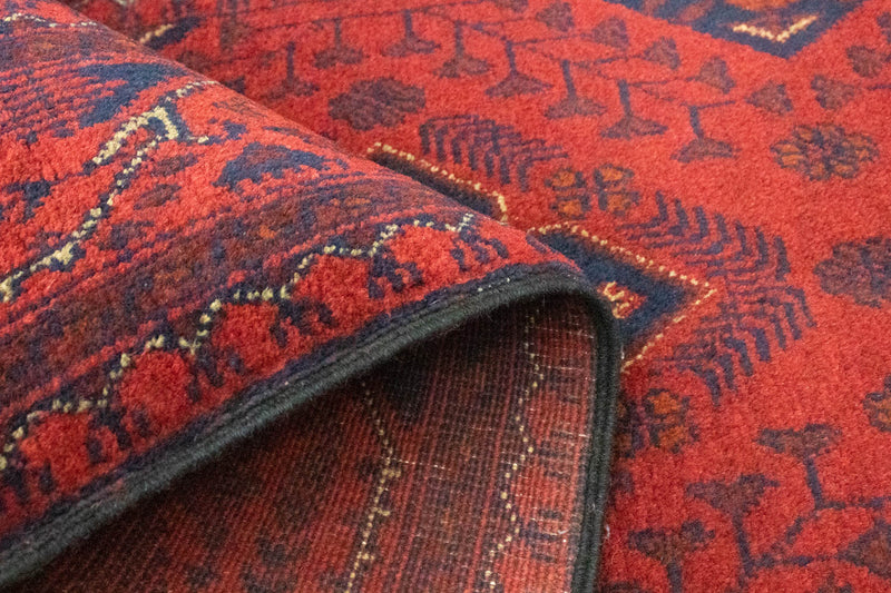 Runner Afghansk matta - Kunduz - 296 x 84 cm - mörkröd