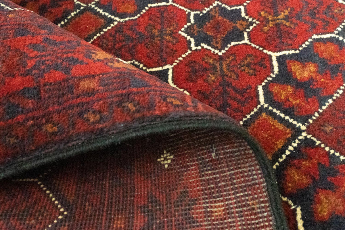 Afghansk matta - Kunduz - 121 x 82 cm - mörkröd