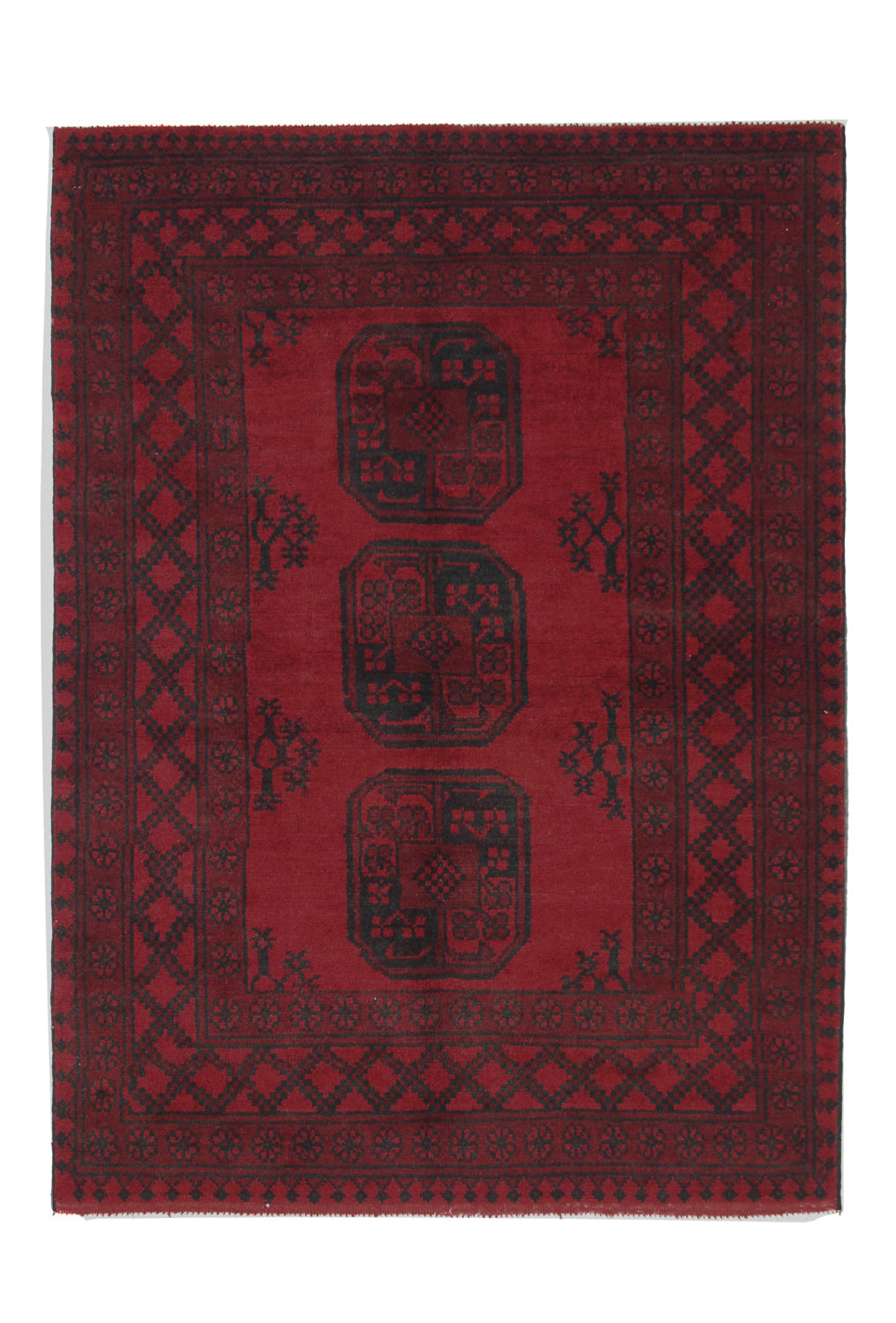 Afghansk matta - Filpa - 139 x 102 cm - röd