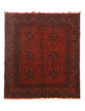 Afghansk matta - Kunduz - 199 x 152 cm - röd