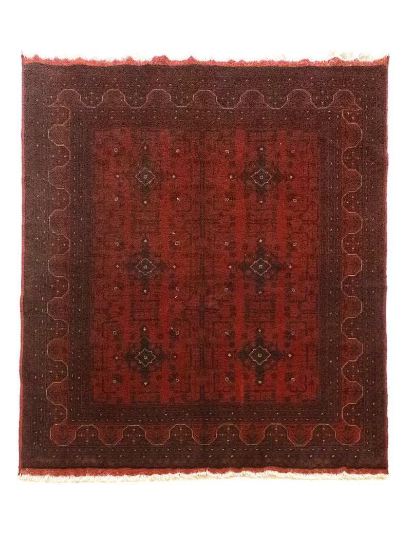 Afghansk matta - Kunduz - 199 x 152 cm - röd