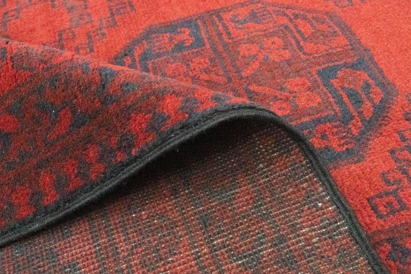 Afghansk matta - Filpa - 329 x 250 cm - mörkröd