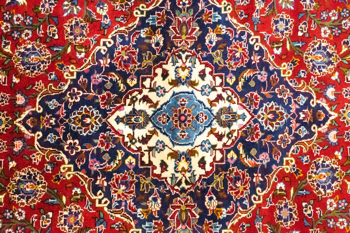 Persiska mattor - Keshan - 362 x 251 cm - mörkröd