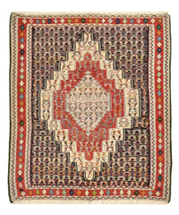 Kelim Carpet - orientalisk matta kvadrat  - 147 x 130 cm - röd