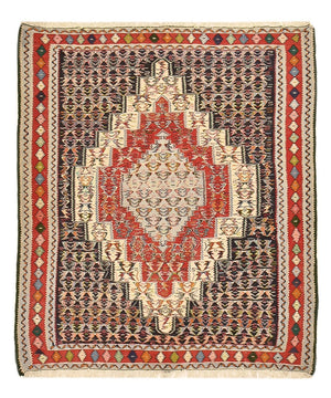 Kelim Carpet - orientalisk matta kvadrat  - 147 x 130 cm - röd
