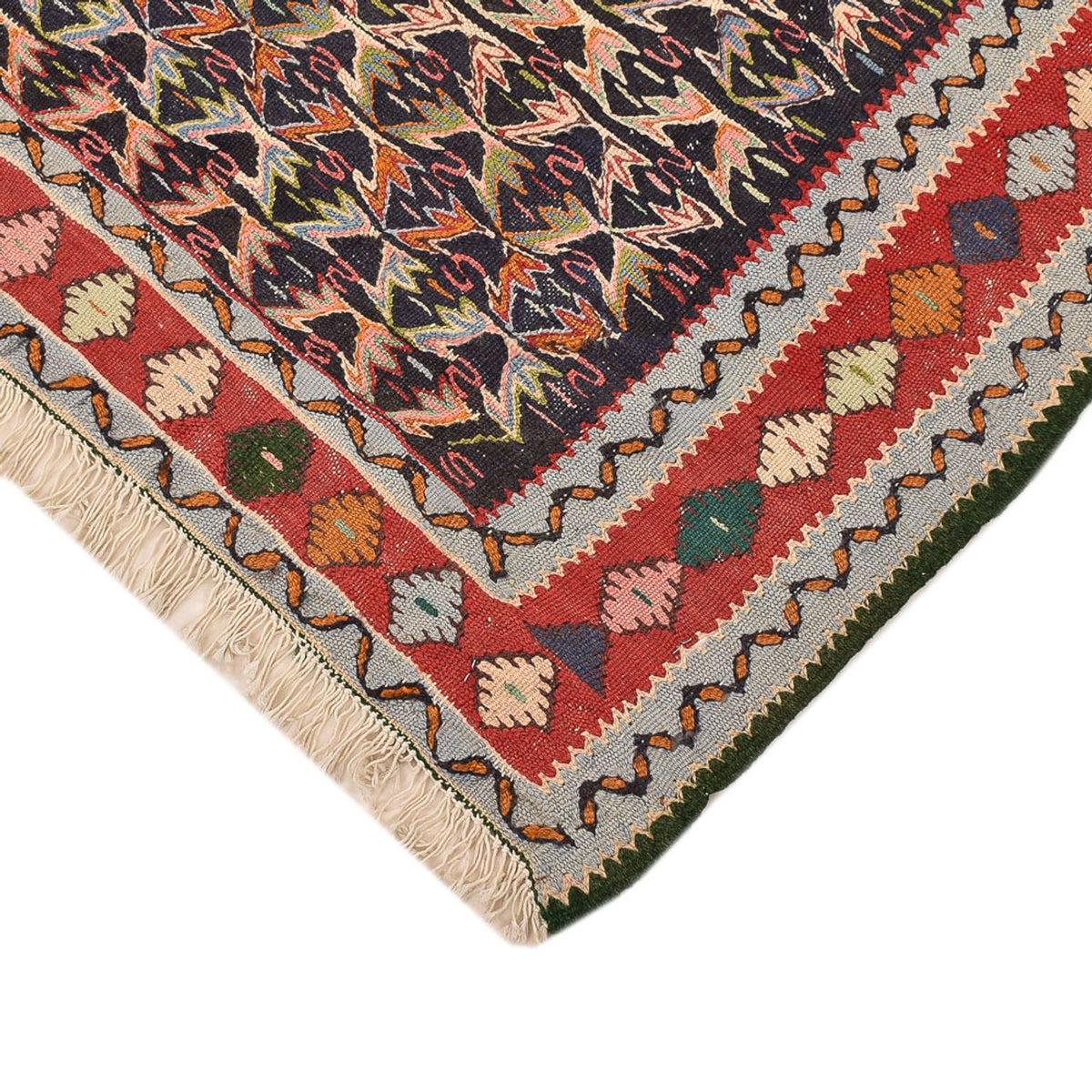 Kelim Carpet - orientalisk matta kvadrat  - 147 x 130 cm - röd
