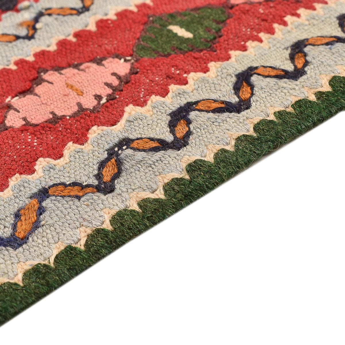 Kelim Carpet - orientalisk matta kvadrat  - 147 x 130 cm - röd