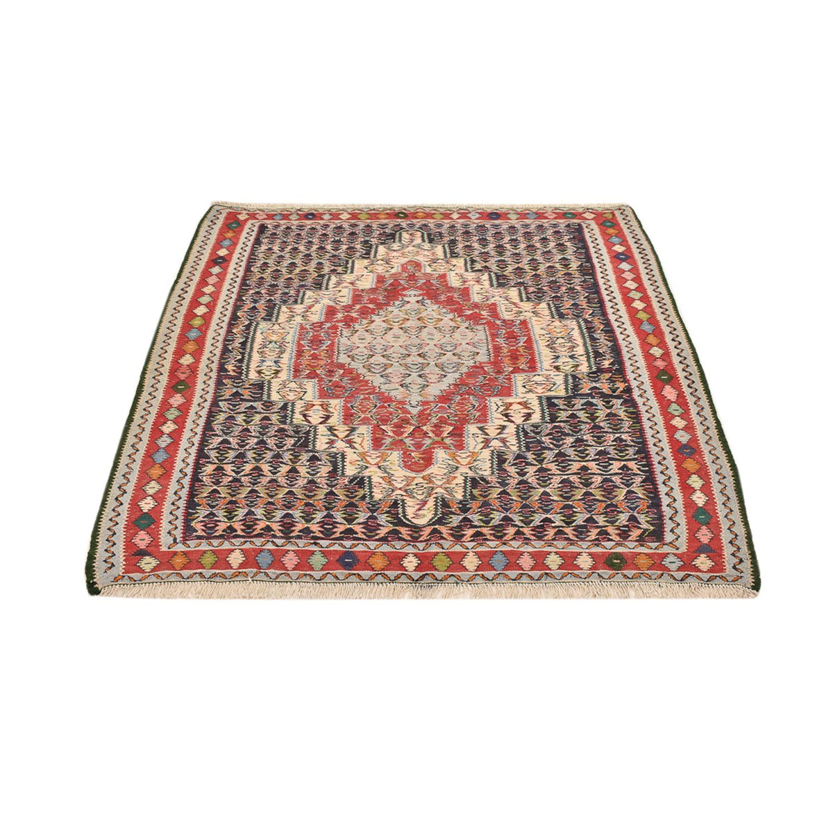 Kelim Carpet - orientalisk matta kvadrat  - 147 x 130 cm - röd
