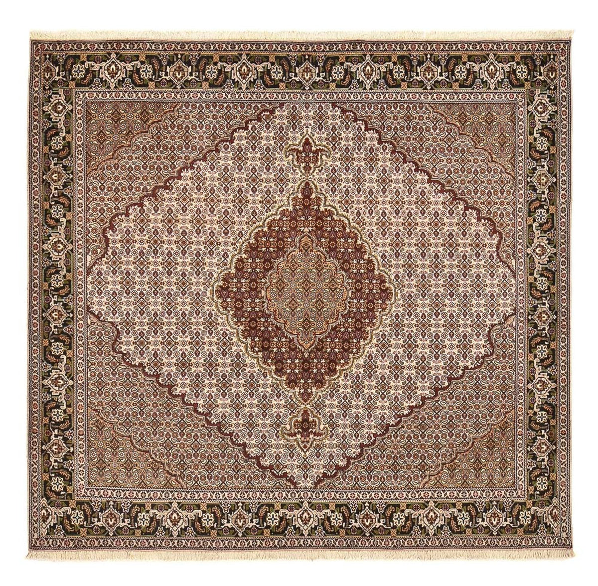 Persisk matta - Tabriz - Royal kvadrat  - 202 x 196 cm - ljusbrun