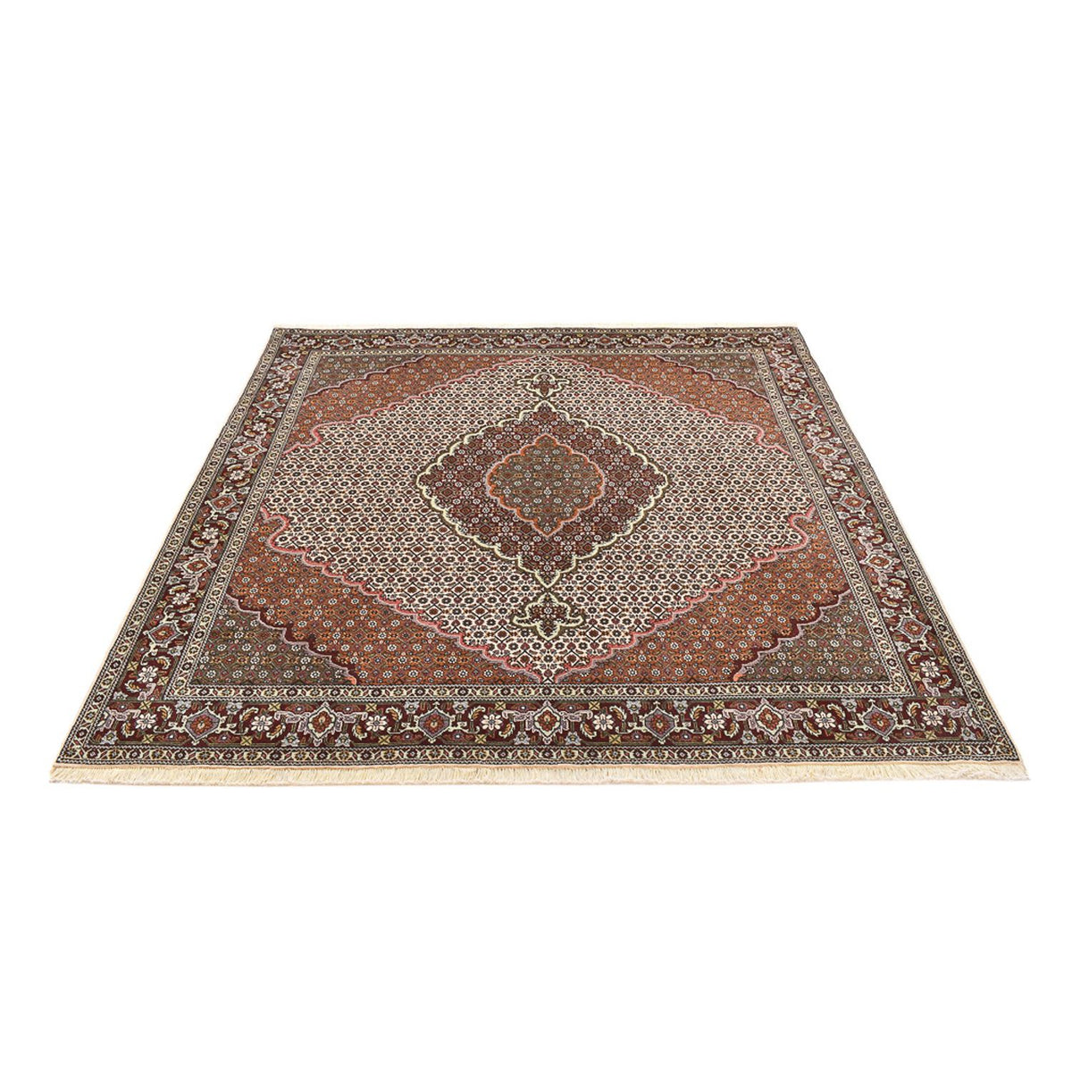 Persisk matta - Tabriz - Royal kvadrat  - 205 x 201 cm - ljusbrun