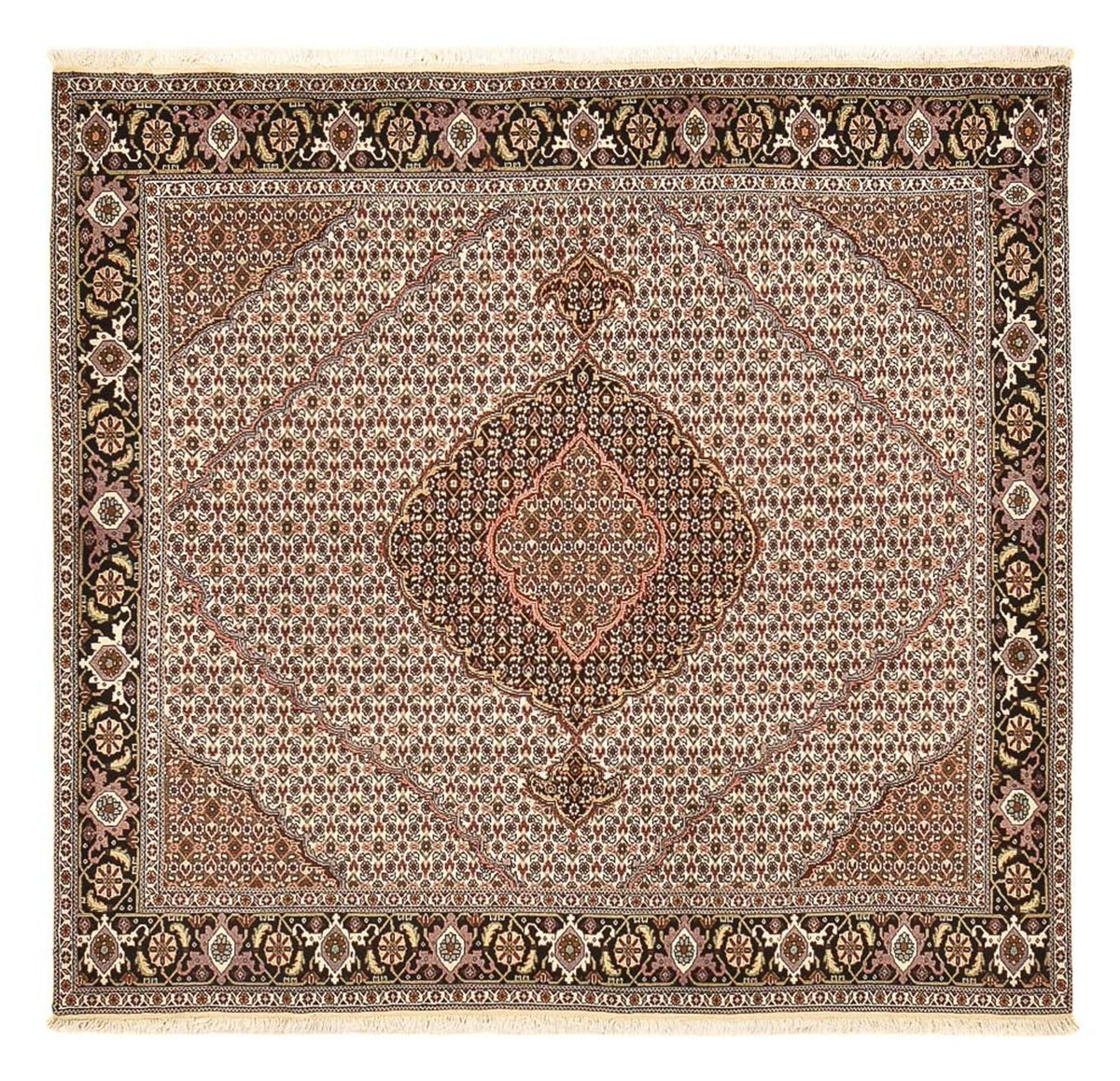 Persisk matta - Tabriz - Royal kvadrat  - 198 x 194 cm - ljusbrun
