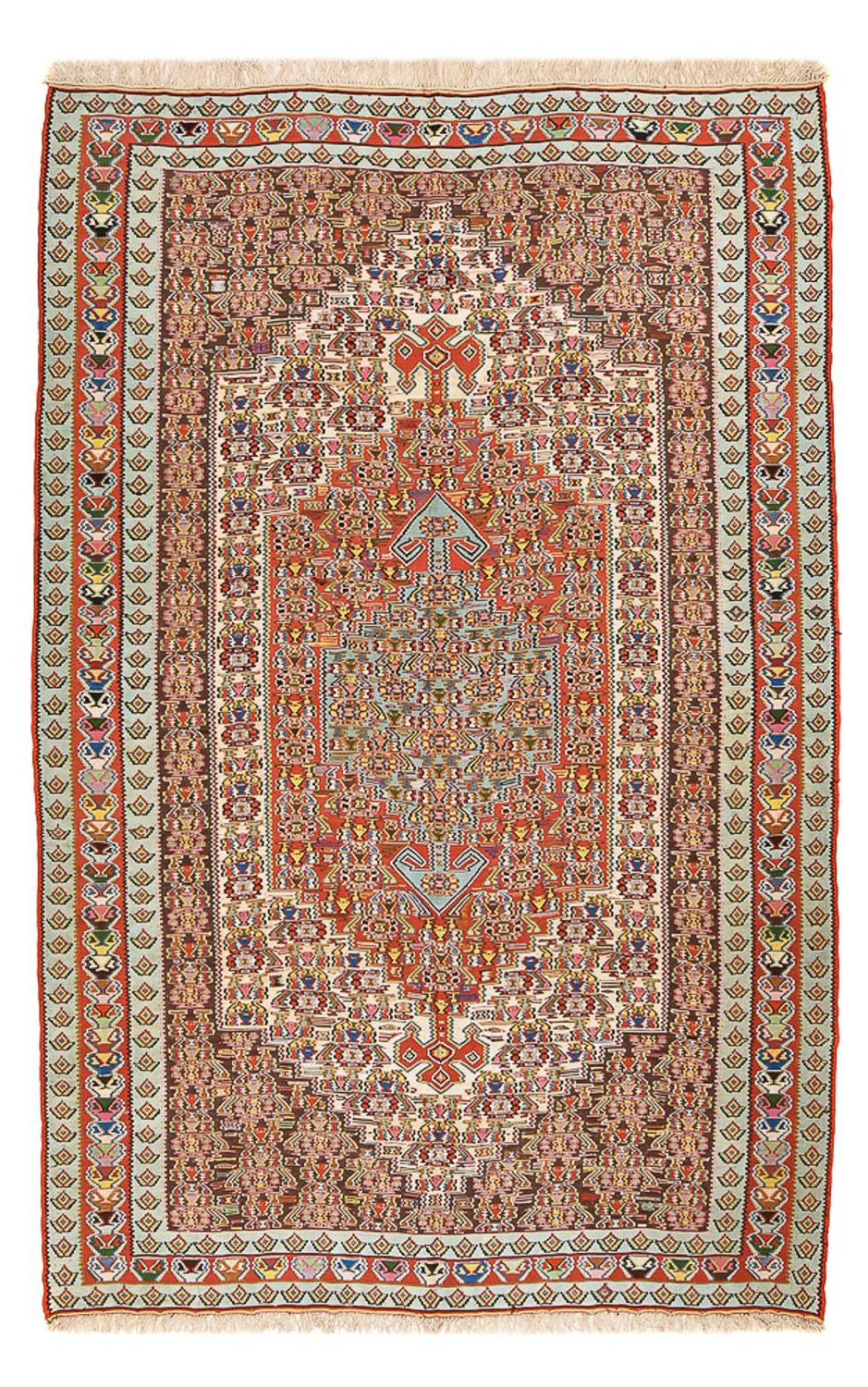 Kelim Carpet - orientalisk matta - 258 x 160 cm - ljusröd