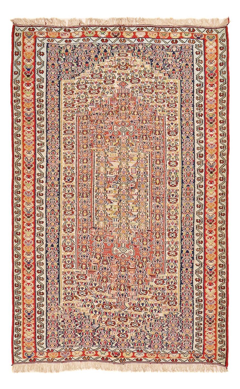 Kelim Carpet - orientalisk matta - 250 x 153 cm - ljusröd