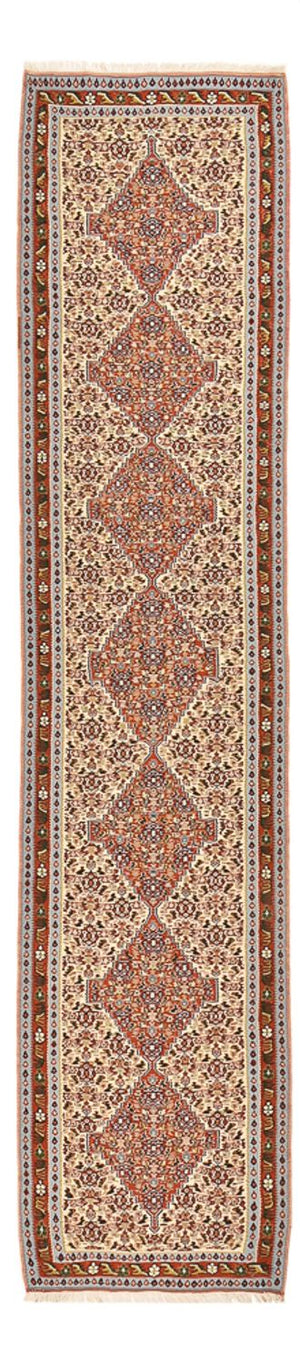 Runner Kelim Carpet - orientalisk matta - 393 x 87 cm - beige