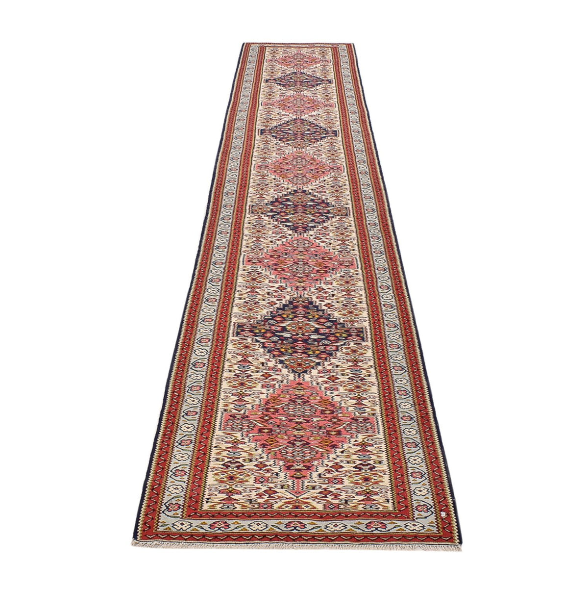 Runner Kelim Carpet - orientalisk matta - 437 x 81 cm - beige