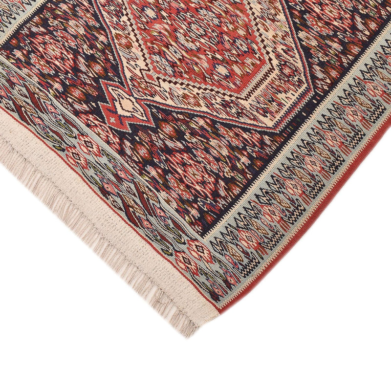 Runner Kelim Carpet - orientalisk matta - 395 x 85 cm - mörk beige
