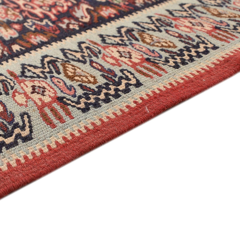 Runner Kelim Carpet - orientalisk matta - 395 x 85 cm - mörk beige