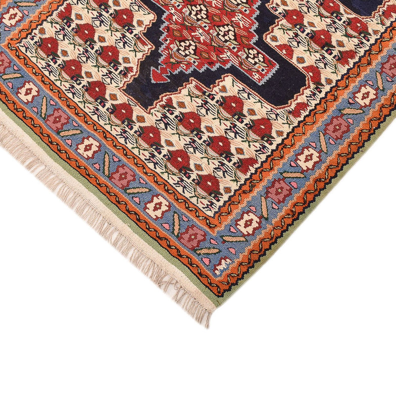 Runner Kelim Carpet - orientalisk matta - 415 x 85 cm - mörkblå