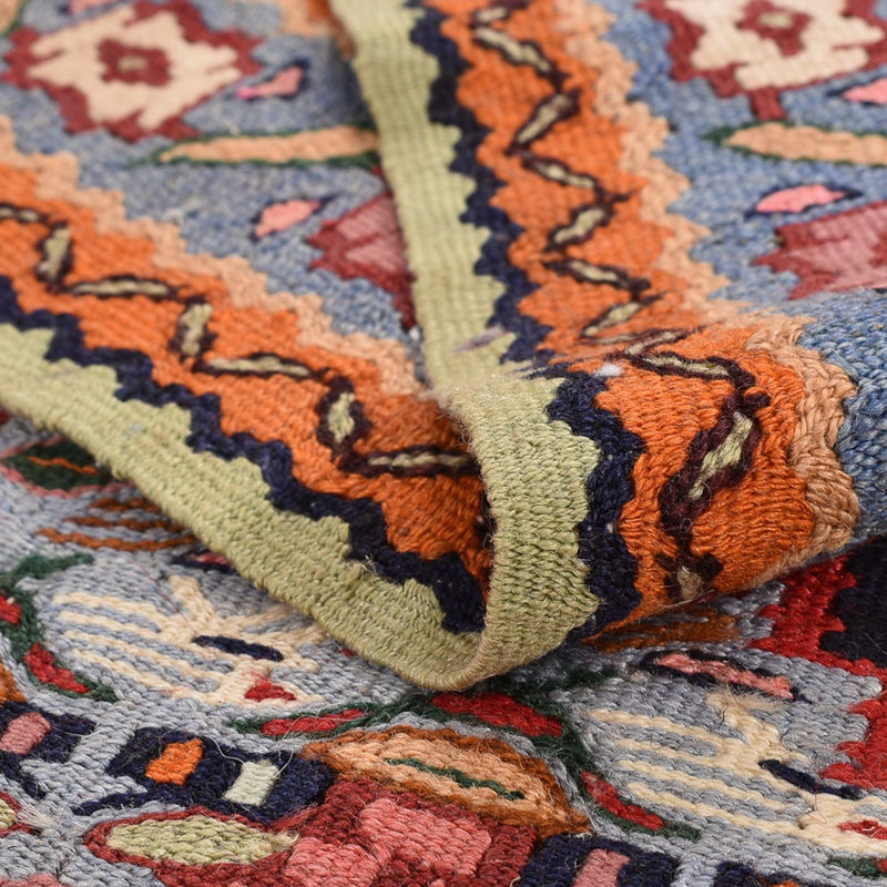 Runner Kelim Carpet - orientalisk matta - 415 x 85 cm - mörkblå