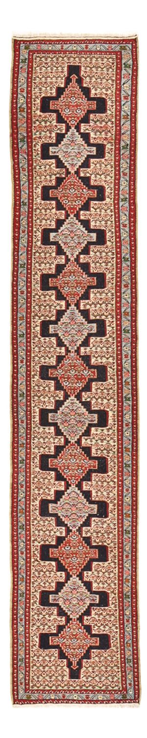 Runner Kelim Carpet - orientalisk matta - 395 x 87 cm - mörkblå