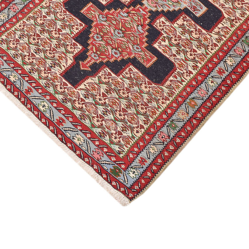 Runner Kelim Carpet - orientalisk matta - 395 x 87 cm - mörkblå