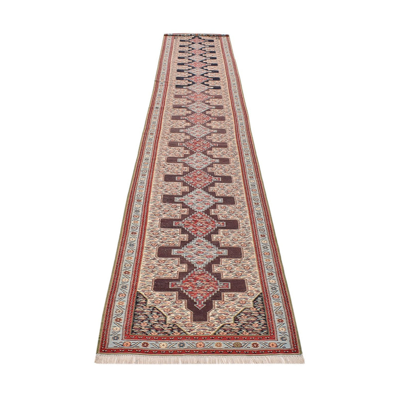 Runner Kelim Carpet - orientalisk matta - 495 x 85 cm - mörkblå