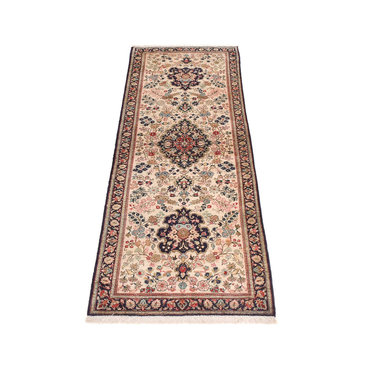 Runner Silk Carpet - Ghom Silk - Premium - 222 x 69 cm - grädde