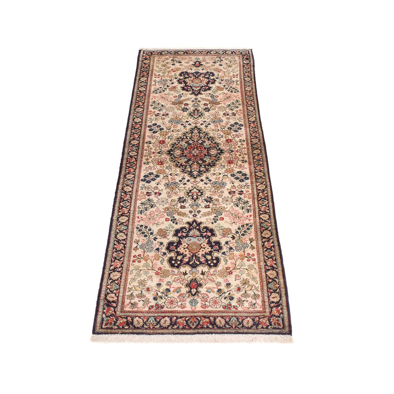 Runner Silk Carpet - Ghom Silk - Premium - 222 x 69 cm - grädde