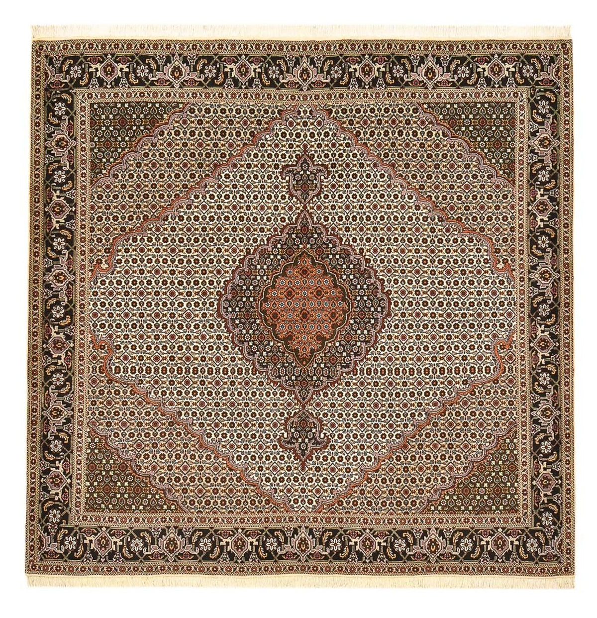 Persisk matta - Tabriz - Royal kvadrat  - 203 x 198 cm - ljusbrun