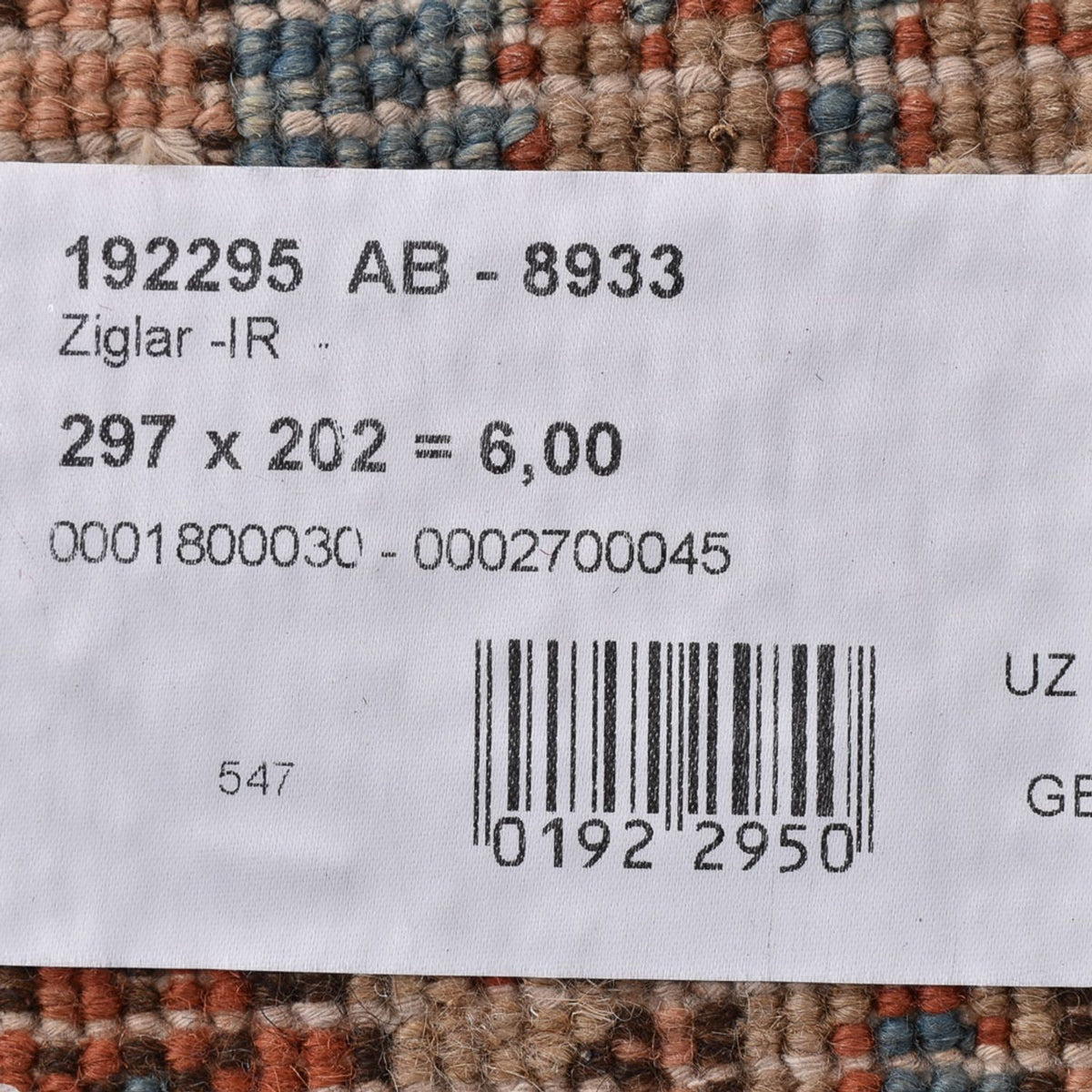 Ziegler Carpet - 297 x 202 cm - ljusbeige