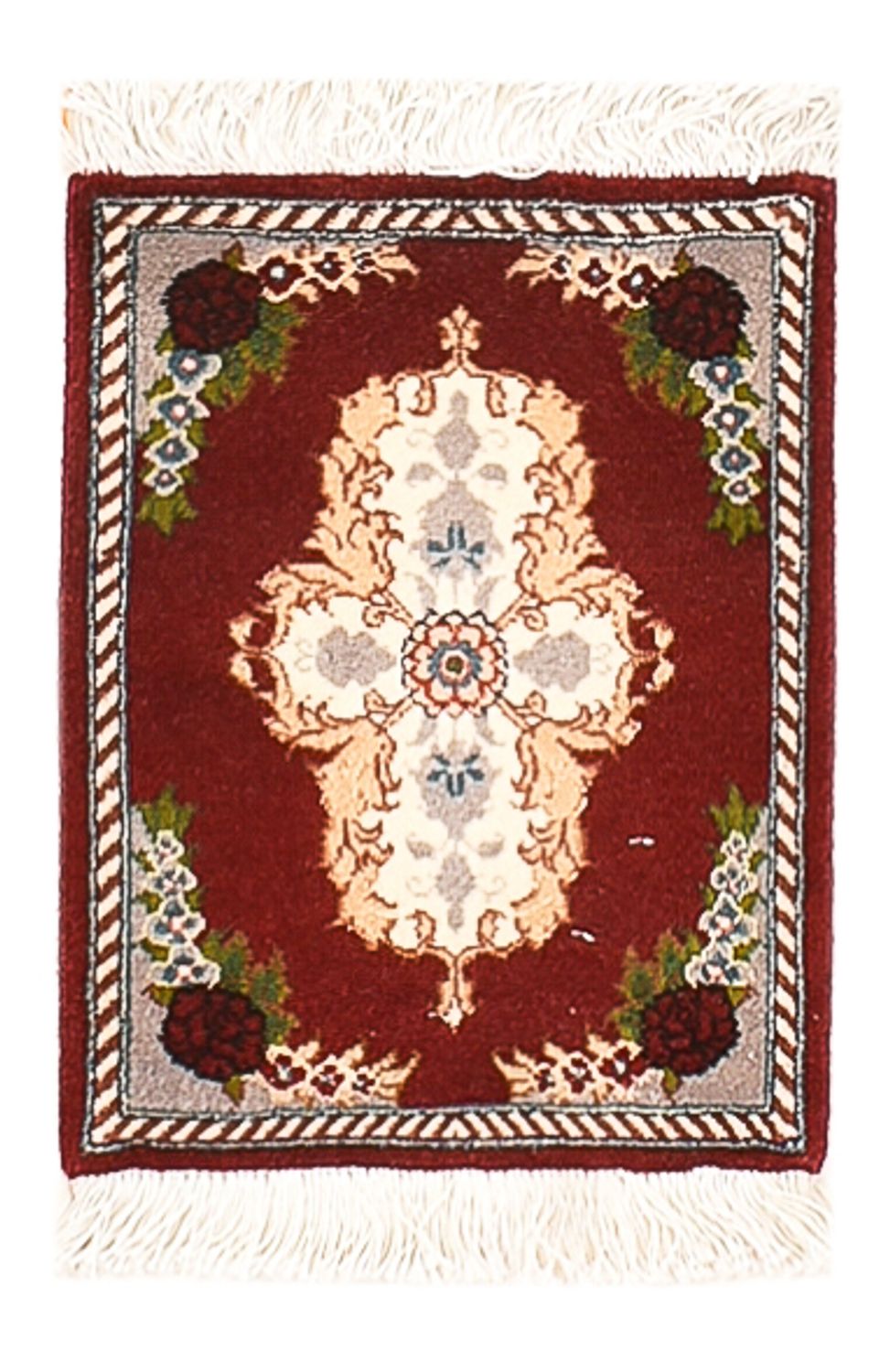 Persisk matta - Tabriz - Premium - 40 x 30 cm - mörkröd