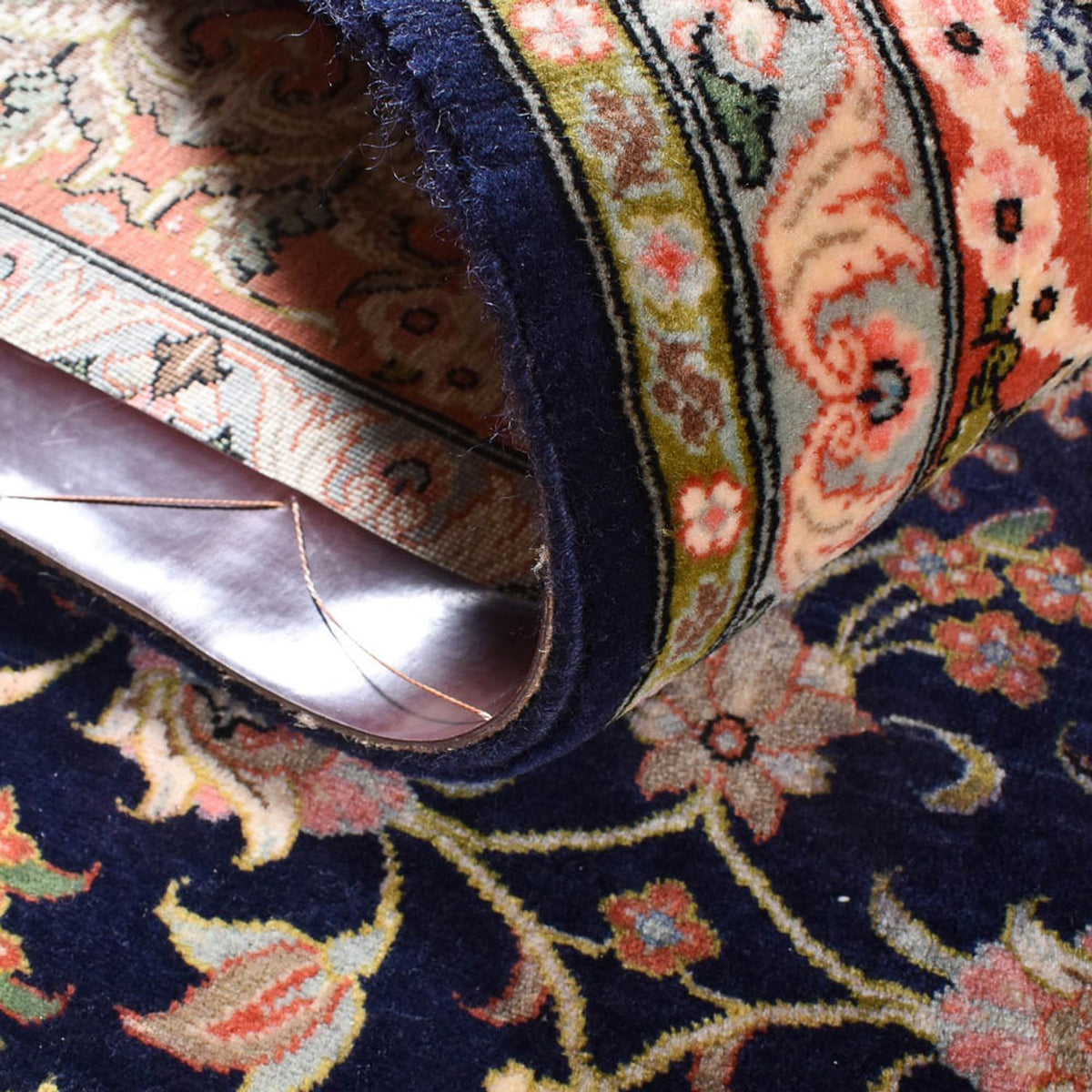 Persisk matta - Ghom - Kunglig - 194 x 137 cm - mörkblå