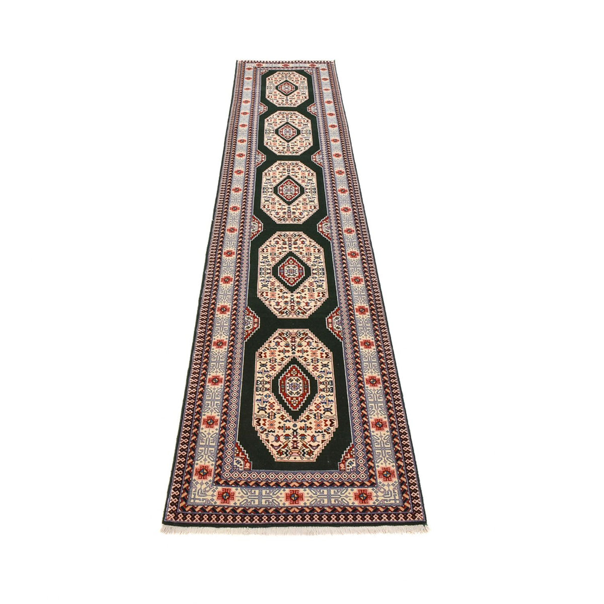 Runner Persisk matta - Tabriz - Premium - 372 x 74 cm - mörkblå