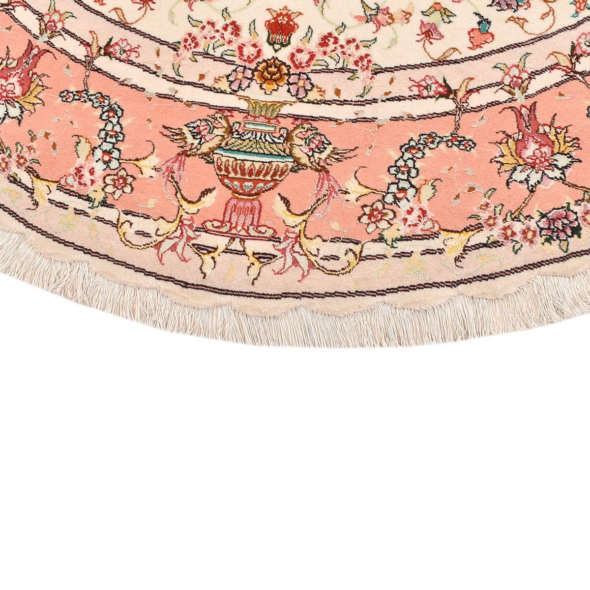 Persisk matta - Tabriz - Premium runt  - 200 x 200 cm - grädde