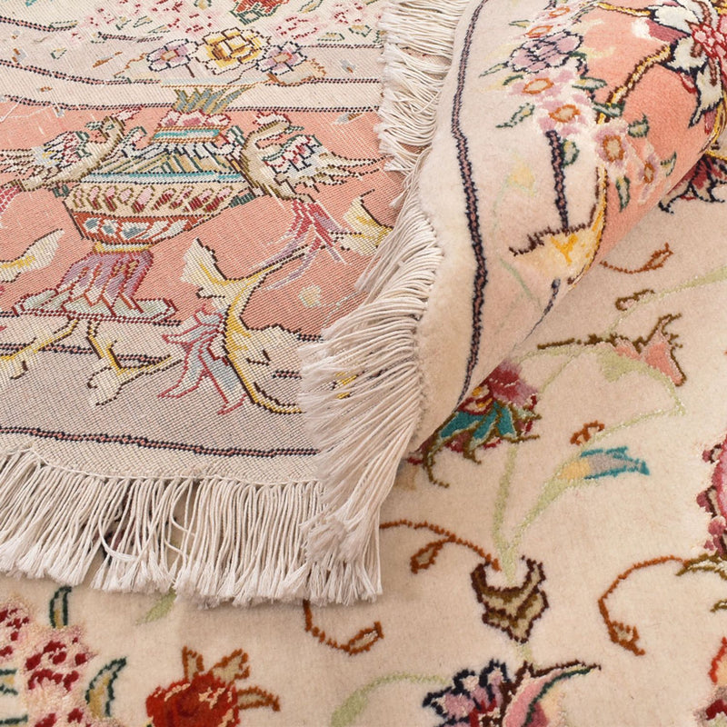 Persisk matta - Tabriz - Premium runt  - 200 x 200 cm - grädde
