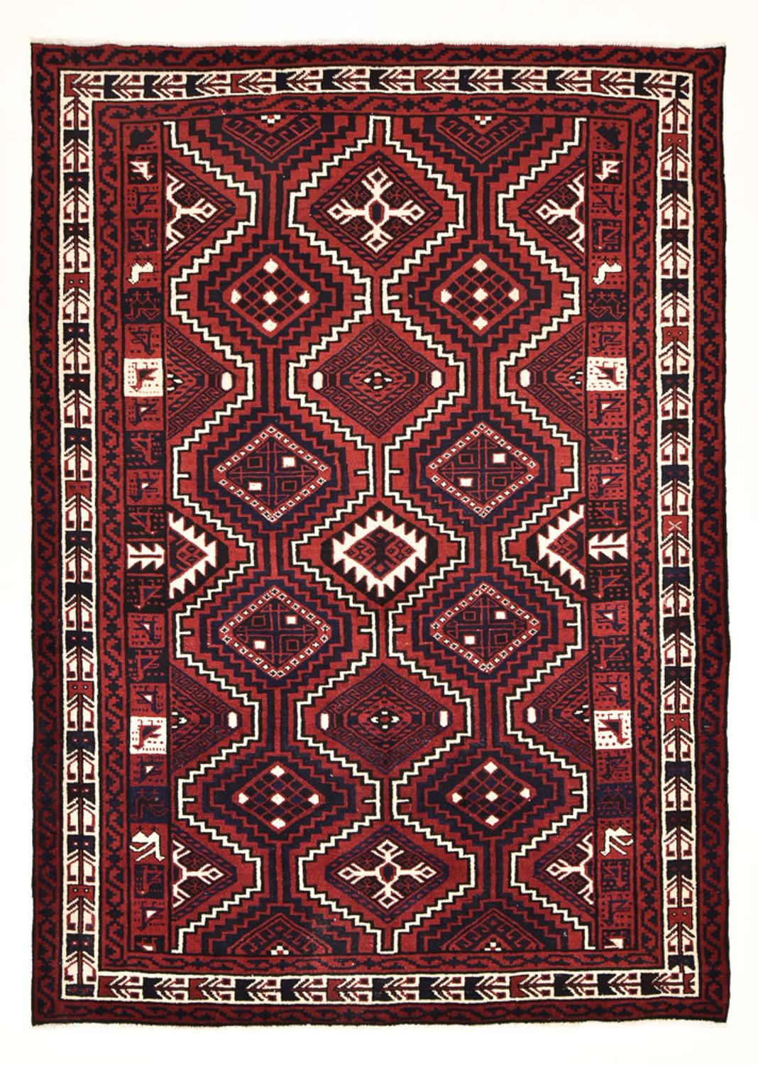 Gabbeh-matta - Loribaft Persian - 302 x 222 cm - bordeaux röd