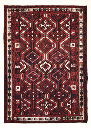 Gabbeh-matta - Loribaft Persian - 302 x 222 cm - bordeaux röd
