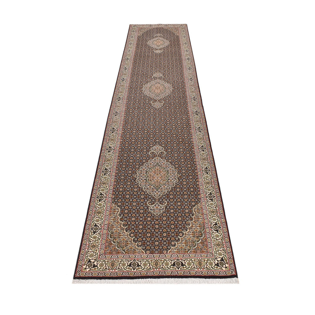Runner Persisk matta - Tabriz - Royal - 390 x 82 cm - mörk beige
