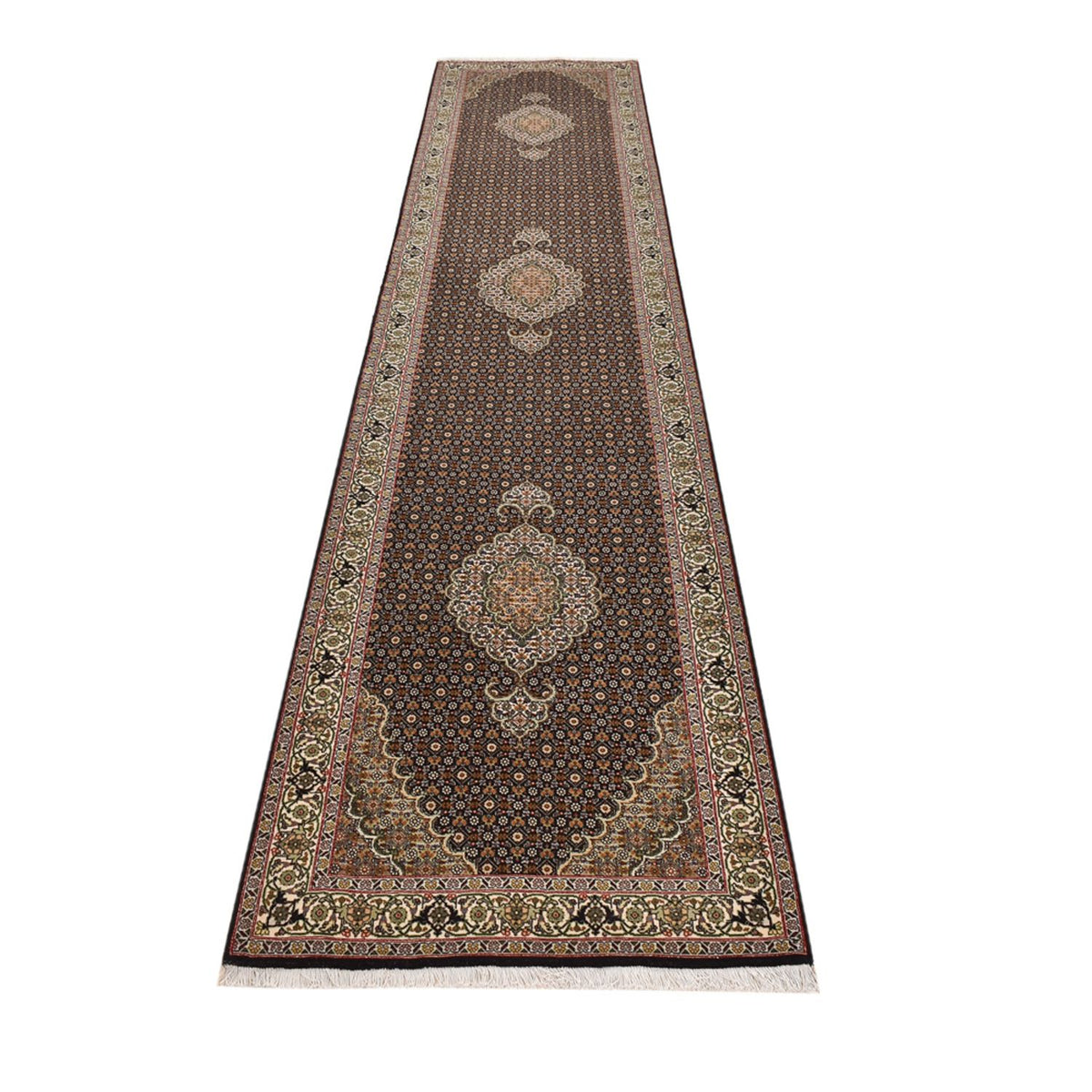 Runner Persisk matta - Tabriz - Royal - 393 x 82 cm - mörk beige