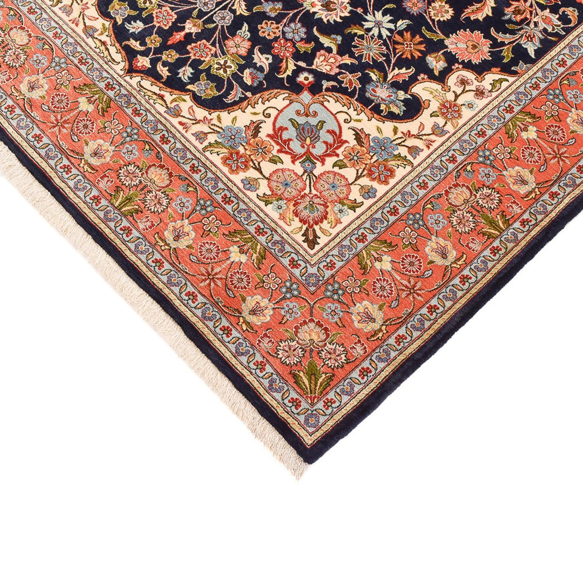 Persisk matta - Ghom - Kunglig - 202 x 141 cm - mörkblå