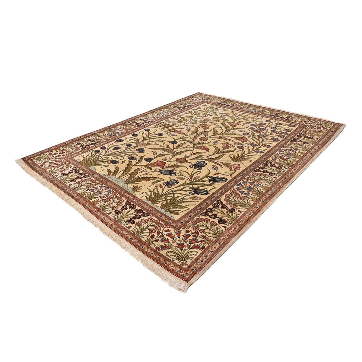 Persisk matta - Ghom - Kunglig - 202 x 136 cm - ljusbeige